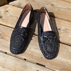 J Crew Woven Open Loafer Flats with Bow! Size 8